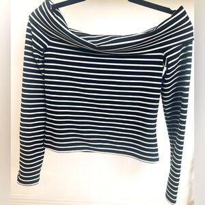 10 Crosby Derek Lam Black and White Striped Long Sleeve Top